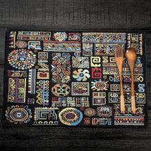 Load image into Gallery viewer, DaDa Bedding Set of 4-Pieces Ethnic Ornaments Geometric Black Tapestry Dining Placemats 13” x 19” (18118)