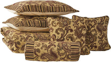Load image into Gallery viewer, Tache Chenille Elegant Paisley Striped Brown Burgundy Exotic Blooms Comforter Set With Zipper Cover (BM14224)
