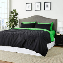 Load image into Gallery viewer, Tache Cotton Lime Green Black Reversible Comforter Set With Zipper Cover