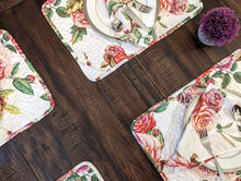 Load image into Gallery viewer, DaDa Bedding Set of 4-Pieces Romantic Roses Pink Floral Quilted Dining Placemats 13” x 19” (879)