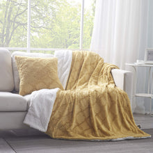 Load image into Gallery viewer, Tache Faux Fur Mustard Yellow Moroccan Lattice Pattern Throw Blanket (3397)