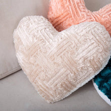 Load image into Gallery viewer, DaDa Bedding Heart Pillows Decorative Throw Pillows - Neutral Champagne Beige Heart Shaped Throw Toss Lap Fluffy Faux Fur Sherpa Pillows (16x14)