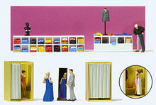 Load image into Gallery viewer, Preiser 10628 HO Scale Trying On Clothes -- Clothing Shop Interior