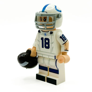 #18 QB Indy Football Player Minifig made using LEGO parts - B3 Customs