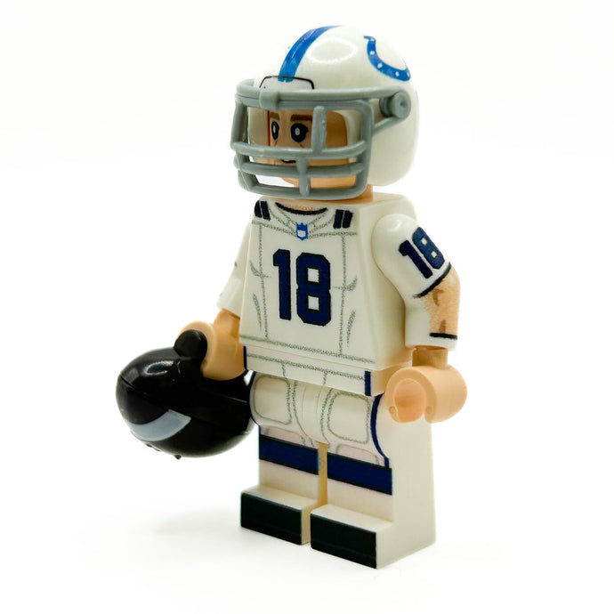 #18 QB Indy Football Player Minifig made using LEGO parts - B3 Customs