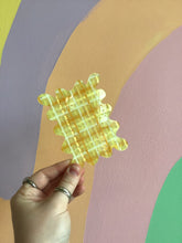 Load image into Gallery viewer, Metallic Yellow Plaid Earring Holder