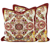 Load image into Gallery viewer, Tache Elegant Burgundy Ornate Paisley Woven Tapestry Throw Pillow Cover (18194)