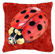 Load image into Gallery viewer, Lady Bug on Deep Red   Canvas Throw Pillow - 14x14 Decorative Pillow – Art for Your Home &amp; Patio