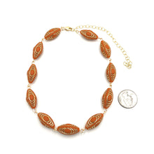 Load image into Gallery viewer, Marigold &amp; Gold Lame’ Beaded Amelia Necklace
