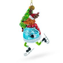 Load image into Gallery viewer, Fox Ice Skating Glass Christmas Ornament