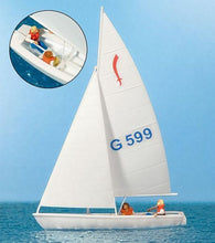 Load image into Gallery viewer, Preiser 10677 HO Scale Korsar Sailboat w/2 Sailors -- Sails Up