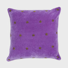 Load image into Gallery viewer, Embroidered star pillow, amethyst cotton velvet
