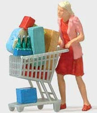 Load image into Gallery viewer, Preiser 28081 HO Scale Shopaholic w/Loaded Cart
