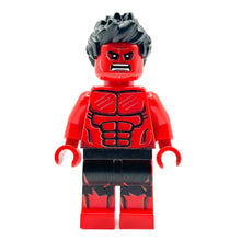 Load image into Gallery viewer, Custom Red Hulk Marvel Minifigure made using LEGO parts - B3 Customs