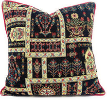 Load image into Gallery viewer, DaDalogy Bedding Dark Noir Botanical Mughal Floral Vintage Fleur Tapestry Throw Pillow Covers 16" (18197)