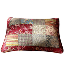 Load image into Gallery viewer, Tache Cotton Patchwork Beige Burgundy Paisley Floral Fairy Tale Tea Party Pillow Sham (DXJ103443)