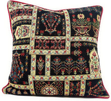 Load image into Gallery viewer, DaDalogy Bedding Dark Noir Botanical Mughal Floral Vintage Fleur Tapestry Throw Pillow Covers 16" (18197)