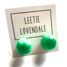 Load image into Gallery viewer, Kelly Green Stripe Moonglow Jumbo Ball Stud Earrings