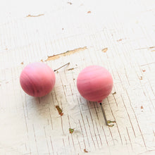 Load image into Gallery viewer, Pink Marbled Matte Jumbo Ball Stud Earrings