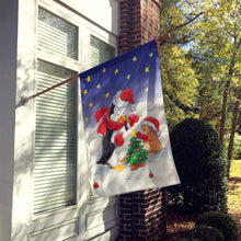 Load image into Gallery viewer, Penguin and Robin with Christmas Tree Flag Canvas House Size AAH7203CHF