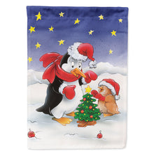 Load image into Gallery viewer, Penguin and Robin with Christmas Tree Flag Canvas House Size AAH7203CHF