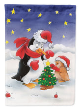Load image into Gallery viewer, Penguin and Robin with Christmas Tree Garden Flag – Decorative Outdoor Yard Flag AAH7203GF