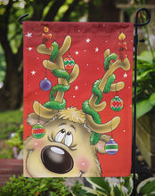 Load image into Gallery viewer, Comic Reindeer with Decorated Antlers Garden Flag – Decorative Outdoor Yard Flag AAH7206GF
