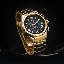 Load image into Gallery viewer, AM1001SS - AMBASSADOR POLISHED 18K GOLD / BLACK / SS BAND