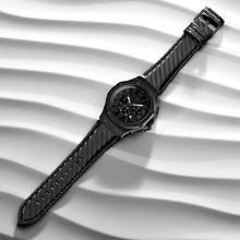 Load image into Gallery viewer, AM1036CF- AMBASSADOR BLACK / CF STYLE LEATHER BAND WATCH