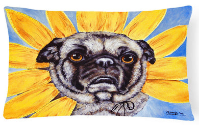 Sunflower Pug Fabric Decorative Pillow AMB1058PW1216