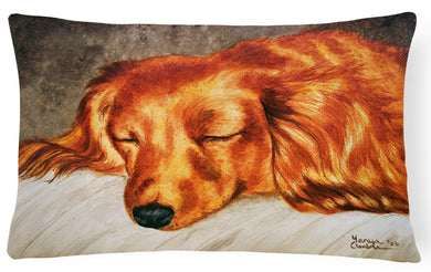 Red Longhaired Dachshund Fabric Decorative Pillow AMB1202PW1216