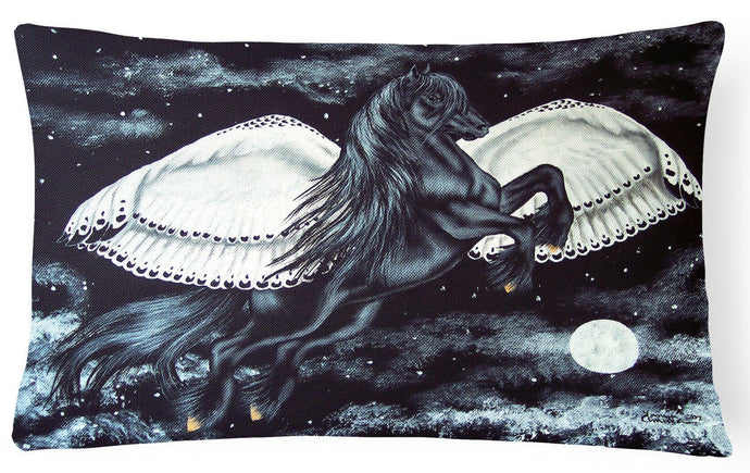 Black Flying Horse Fabric Decorative Pillow AMB1222PW1216
