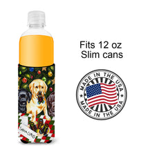 Load image into Gallery viewer, Santa's Helpers in Christmas Stockings Labrador Slim Can Hugger – Fun &amp; Functional Drink Coolers AMB1314MUK