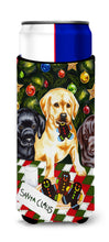 Load image into Gallery viewer, Santa's Helpers in Christmas Stockings Labrador Slim Can Hugger – Fun &amp; Functional Drink Coolers AMB1314MUK
