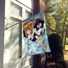 Load image into Gallery viewer, Snow Angels Siberian Husky Flag Canvas House Size AMB1327CHF