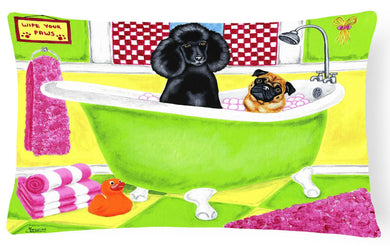 Tub for Two with Poodle and Pug Fabric Decorative Pillow AMB1335PW1216