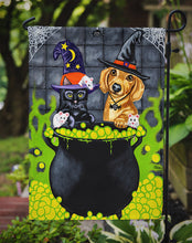 Load image into Gallery viewer, Brewing up Trouble Halloween Dachshund Garden Flag - Outdoor Decorative Yard Flag