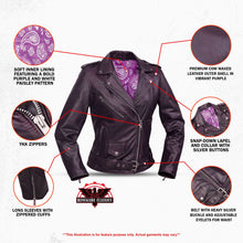 Load image into Gallery viewer, Violet Vixen Women’s Leather Motorcycle Jacket