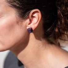 Load image into Gallery viewer, Lavender Purple Midi Cube Stud Earrings