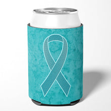 Load image into Gallery viewer, Teal Ribbon for Ovarian Cancer Awareness Can or Bottle Hugger AN1201CC