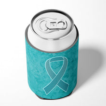 Load image into Gallery viewer, Teal Ribbon for Ovarian Cancer Awareness Can or Bottle Hugger AN1201CC