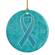 Load image into Gallery viewer, Teal Ribbon for Ovarian Cancer Awareness Ceramic Ornament AN1201CO1