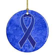 Load image into Gallery viewer, Dark Blue Ribbon for Colon Cancer Awareness Ceramic Ornament AN1202CO1