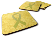 Load image into Gallery viewer, Yellow Ribbon for Sarcoma, Bone or Bladder Cancer Awareness Coasters - Set of 4 Lightweight Foam, Absorbent Drink Coasters AN1203FC