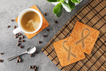 Load image into Gallery viewer, Orange Ribbon for Leukemia Awareness Coasters - Set of 4 Lightweight Foam, Absorbent Drink Coasters AN1204FC