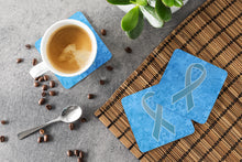 Load image into Gallery viewer, Blue Ribbon for Prostate Cancer Awareness Coasters - Set of 4 Lightweight Foam, Absorbent Drink Coasters AN1206FC