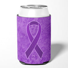 Load image into Gallery viewer, Purple Ribbon for Pancreatic and Leiomyosarcoma Cancer Awareness Can or Bottle Hugger AN1207CC