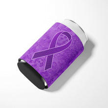 Load image into Gallery viewer, Purple Ribbon for Pancreatic and Leiomyosarcoma Cancer Awareness Can or Bottle Hugger AN1207CC