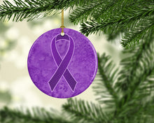 Load image into Gallery viewer, Purple Ribbon for Pancreatic and Leiomyosarcoma Cancer Awareness Ceramic Ornament AN1207CO1