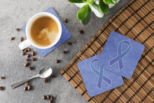 Load image into Gallery viewer, Periwinkle Blue Ribbon for Esophageal and Stomach Cancer Awareness Coasters - Set of 4 Lightweight Foam, Absorbent Drink Coasters AN1208FC